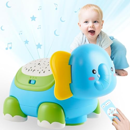 YULEYU Baby Krabbelspielzeug, Musik Bauchzeit Spielzeug mit Projektor, Kleinkind Spielzeug mit Sound, musikalische Projektion Krabbelwagen für Jungen, Mädchen von YULEYU