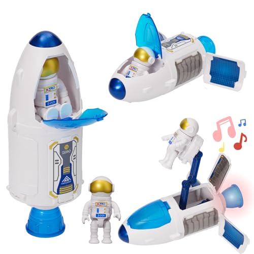 YULEYU Spaceshuttle Weltraummission Rakete Spielzeug für Kinder, Raumschiff Spielzeug mit Licht und Ton, Weltraum Spielzeugset mit Astronauten Figuren & Öffnbares Cockpit, Geschenk für Jungen Mädchen YULEYU Spaceshuttle Weltraummission Rakete Spielzeug für Kinder, Raumschiff Spielzeug mit Licht und Ton, Weltraum Spielzeugset mit Astronauten Figuren & Öffnbares Cockpit, Geschenk für Jungen Mädchen von YULEYU