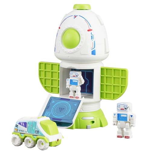 YULEYU Raumschiff Spielzeug, Space Weltraumspielzeug für Kinder, Raumkapsel Space Rover mit Projektion, Astronautenfigur, Cockpit zum Öffnen, Geschenke für Kinder mit Weltraumfunktion von YULEYU