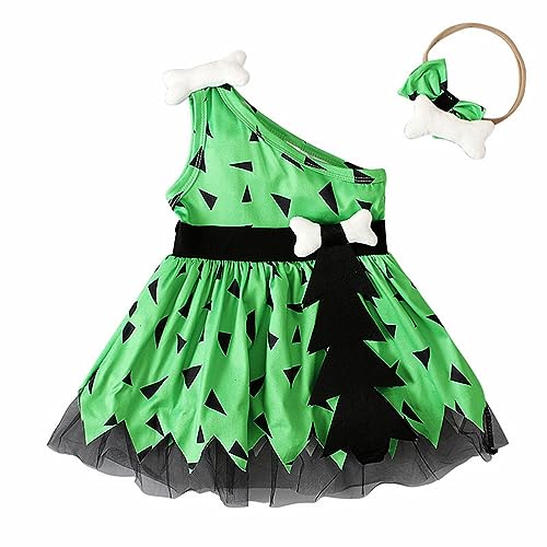 Kostüm Kinder Halloween Baby Mädchen Steinzeit Feuerstein Mesh Tütü Kleid Hundeknochen Kleinkind Höhlenmensch Kleider Höhlenmädchen Cavegirl Kinderkostüme Caveman Faschingskostüme Cosplay Party Outfit von YULONGESS