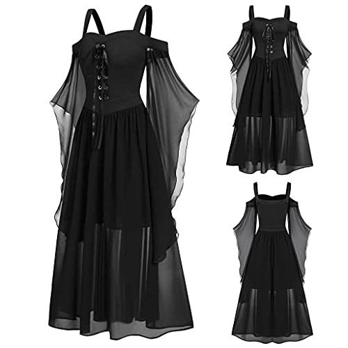 Mittelalter Kleid Damen,Renaissance Retro Partykleid Mittelalter Kostüme Cosplay Halloween Kostüm Gothic Kleid Spitze Stickerei Retro Kostüm Party Prinzessin Kleider für Halloween Karneval Kostüm von YULONGESS