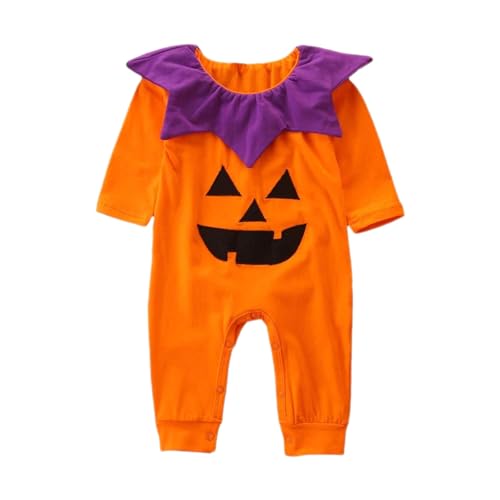 YULONGESS Halloween Kostüm Baby Kürbiskostüm mit Hut und Schuh Kinder Strampler Unisex Pumpkin Kostüme Langarm Jumpsuit Overall Mädchen Jungen Karneval Cosplay Set für Fasching Party von YULONGESS