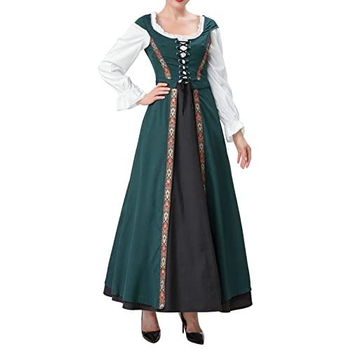 YULONGESS Mittelalter Kleidung Damen,Renaissance Kostüm Mittelalterliches Kostüm Cosplay Halloween Kostüm Gothic Kleider Retro Spitze Stickerei Kostüm Party Ballkleider Festlich Halloween Karneval von YULONGESS