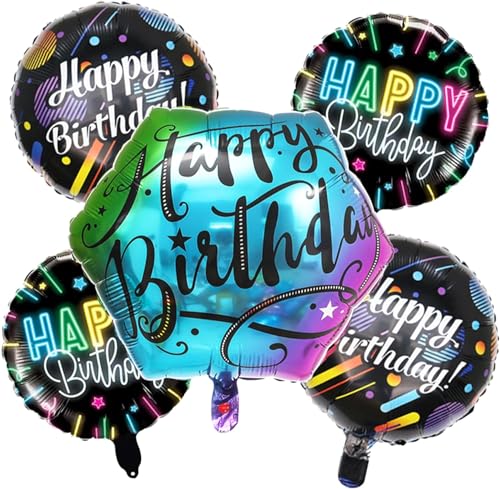 Luftballons Geburtstag, 5 Stück Helium Ballon Geburtstag Folienballon, Happy Birthday Ballon, Folienballon Geburtstag Deko Ballon, Luftballon Geburtstag Party Luftballons für Kindergeburtstag Deko (A) von YULONGWU
