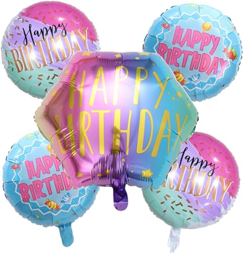 Luftballons Geburtstag, 5 Stück Helium Ballon Geburtstag Folienballon, Happy Birthday Ballon, Folienballon Geburtstag Deko Ballon, Luftballon Geburtstag Party Luftballons für Kindergeburtstag Deko (B) von YULONGWU