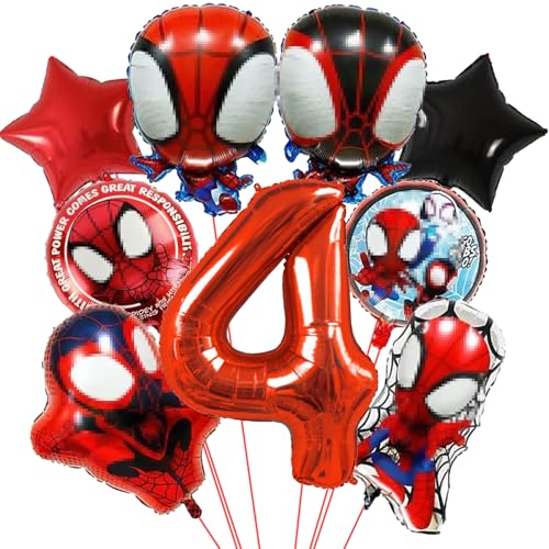 Luftballons Geburtstag 4 Jahre, 9 Stück Geburtstag Ballon Kindergeburtstag Luftballons, Geburtstagsdeko Kinder 4 Jahre, Helium Ballons Folienballon, für Jungen Mädchen Geburtstag Party Dekoration von YULONGWU