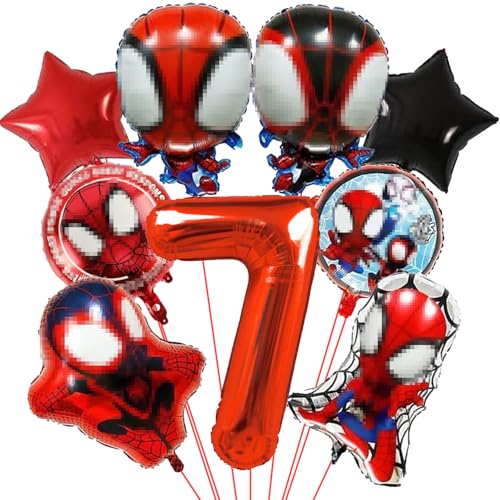 Luftballons Geburtstag 7 Jahre, 9 Stück Geburtstag Ballon Kindergeburtstag Luftballons, Geburtstagsdeko Kinder 7 Jahre, Helium Ballons Folienballon, für Jungen Mädchen Geburtstag Party Dekoration von YULONGWU