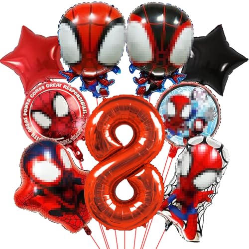 Luftballons Geburtstag 8 Jahre, 9 Stück Geburtstag Ballon Kindergeburtstag Luftballons, Geburtstagsdeko Kinder 8 Jahre, Helium Ballons Folienballon, für Jungen Mädchen Geburtstag Party Dekoration von YULONGWU