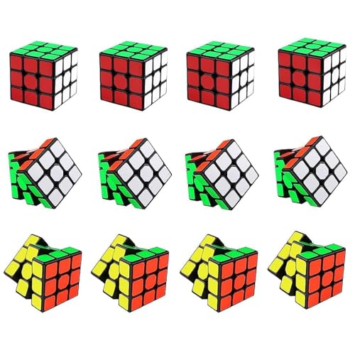 Mini Zauberwürfel Set, 12 Stück Speed Cube 3x3 Magischer Würfel, Original Zauberwürfel Cube Spielzeug für Kinder Erwachsene, Mini Würfel Puzzle für Geburtstags geschenk, Reisespiele, Mitgebsel von YULONGWU