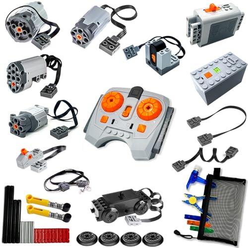 39-in-1-Motor-Set, kompatibel mit Lego Technic: 4 x Motor, 2 x Batteriebox, 2,4 G Empfänger, IR-Geschwindigkeits-Fernbedienung, Kontrollschalter und Verlängerungskabel und LED-Lichtdraht, mit von YUN.arbor