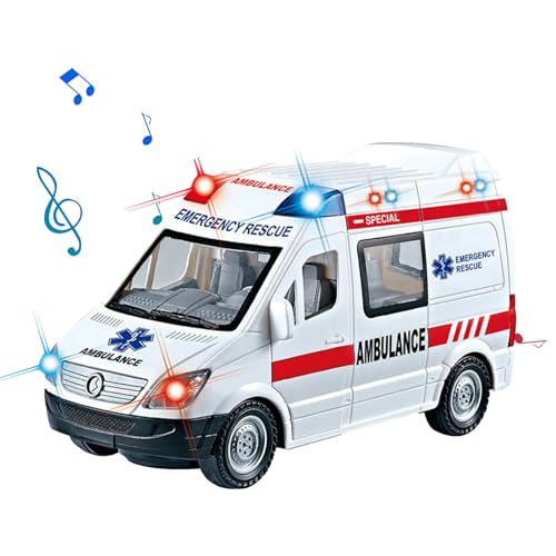 YUNFANG Spielzeug für Rettungsfahrzeuge,Rettungsfahrzeuge - Lichter und Geräusche ziehen Spielzeugfahrzeug zurück - Pädagogische Geburtstagsgeschenke für Kinder im Alter von 3–8 Jahren, LKW-Spielzeug von YUNFANG