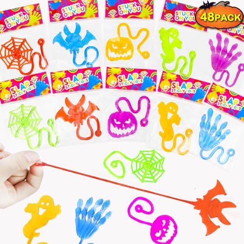 YUNHENTONG Klebehand, Klatschhand Kinder Bunte Glibberhand, Glibberhand, Klatschhand für Kinder, Halloween Mitgebsel, Klatschhände, Geschenkgeschenke für Halloween-Partys, Farbe Zufällig (48 PCS) von YUNHENTONG