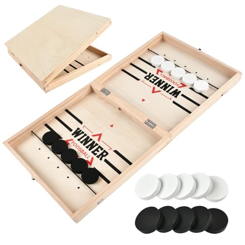 Tischhockey Holz, Tischfußball-Gewinnerspiel Fast Sling Puck Game Spiel Zwei Spieler Hockey Brettspiel Eishockey Spiel Katapult Schach für Kinder und Familien Interaktives Spiel von YUNHENTONG