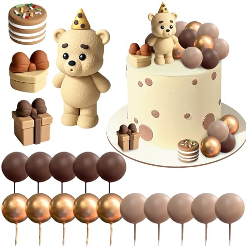 Tortendeko Bär, 19 PCS Tortendeko Teddybär, Torten Topper Brauner Bär, Braune Kugeln Kuchentopper, Boho Bären Kuchendekoratio, für Jubiläumsfeiern, Geschlecht Enthüllen Kuchen Dekoration (Licht) Tortendeko Bär, 19 PCS Tortendeko Teddybär, Torten Topper Brauner Bär, Braune Kugeln Kuchentopper, Boho Bären Kuchendekoratio, für Jubiläumsfeiern, Geschlecht Enthüllen Kuchen Dekoration (Licht) von YUNHENTONG