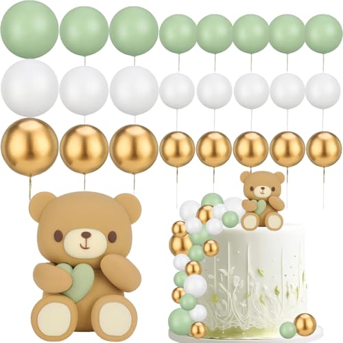 Tortendeko Kugeln Cake Topper Bär Torten Deko Tortendeko Junge Kinder Fondant Figuren Babyparty, Geburtstag (Grün) von YUNHENTONG