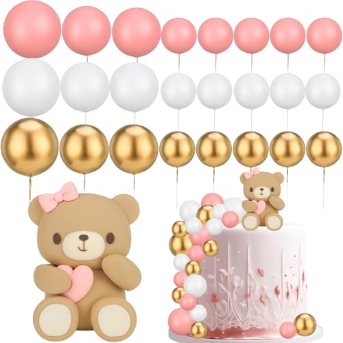 Tortendeko Kugeln Cake Topper Bär Torten Deko Tortendeko Junge Kinder Fondant Figuren Babyparty, Geburtstag (Rosa) von YUNHENTONG