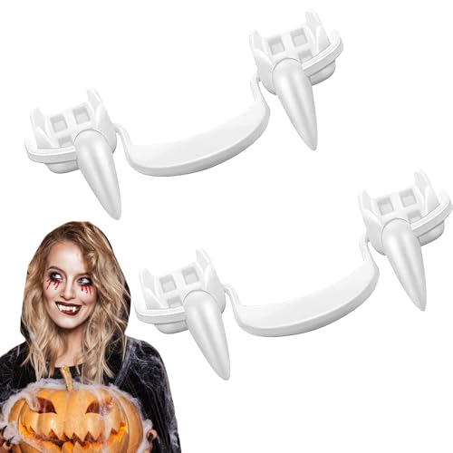 YUNHENTONG Vampir Zähne Halloween, 2 Stück Einziehbare Vampirzähne Horror Vampire Teeth Halloween Realistisch Vampire Fangs für Kinder Erwachsene Halloween Party Rollenspiel Requisiten von YUNHENTONG