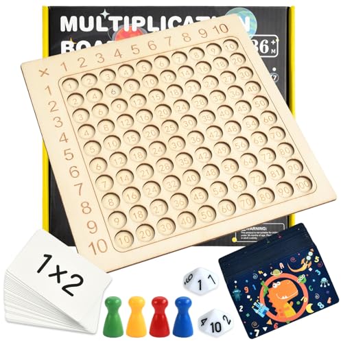 YUNHENTONG 1x1 Lernen Multiplikationsbrett, Einmaleins Spiel, Mathe Spiele Grundschule, Multiplikation, 2 in 1 Montessori Rechnen, Rechenbrett, Frühes Lernspiel zum Multiplikationslernen für Kinder von YUNHENTONG