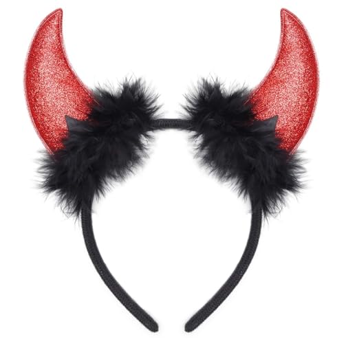 YUNHENTONG Halloween Teufelshörner,Teufelshörner Haarreif,Teufel Hörner Stirnband,Teufel Haarreif,Teufelshörner Stirnband,Halloween Stirnband für Halloween Maskerade Cosplay Requisiten (A) von YUNHENTONG