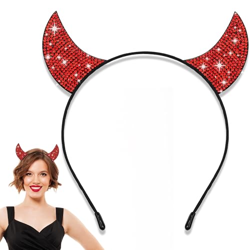 YUNHENTONG Halloween Teufelshörner,Teufelshörner Haarreif,Teufel Hörner Stirnband,Teufel Haarreif,Teufelshörner Stirnband,Halloween Stirnband für Halloween Maskerade Cosplay Requisiten (B) von YUNHENTONG