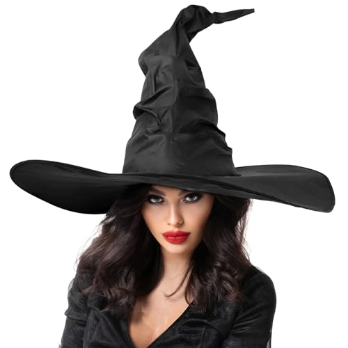 YUNHENTONG Hexenhut Damen Schwarz Zauberer Hut Lustiger Zauberhut Faltbarer Hexen Zubehör für Halloween, Motto-Party, Maskerade, Karneval YUNHENTONG Hexenhut Damen Schwarz Zauberer Hut Lustiger Zauberhut Faltbarer Hexen Zubehör für Halloween, Motto-Party, Maskerade, Karneval von YUNHENTONG