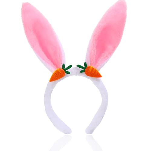 YUNHENTONG Osterhasen Haarreif, Niedlich Hasenohren Haarreif mit Kleine Karotten, Interessant Bunny Ears Kinder Erwachsene, Ostern Hasen Haarreifen für Osterpartys Zubehör von YUNHENTONG