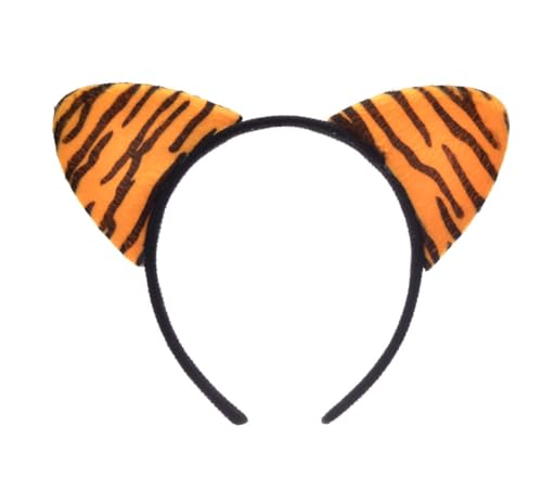 YUNHENTONG Tiger Ohren Haarreif für Halloween,Tigerkopf Haarreifen,Tigerenohren Haarreif,Tierohren Stirnband,Stirnband Tierkopf,Halloween Stirnband für Halloween Maskerade Cosplay Requisiten (E) von YUNHENTONG