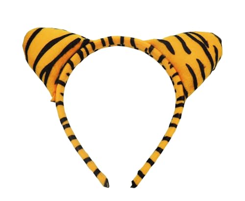 YUNHENTONG Tiger Ohren Haarreif für Halloween,Tigerkopf Haarreifen,Tigerenohren Haarreif,Tierohren Stirnband,Stirnband Tierkopf,Halloween Stirnband für Halloween Maskerade Cosplay Requisiten (F) von YUNHENTONG