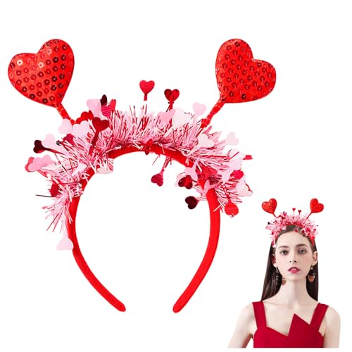 YUNHENTONG Herz Haarreif Kopfschmuck Herzen Rot Amor Haarreif Rot Damen Amor Kostüm Accessoires Cupid Costume Herzdame Kostüm Herzchen Foto Requisiten Hochzeit Valentinstag Deko (B) von YUNHENTONG