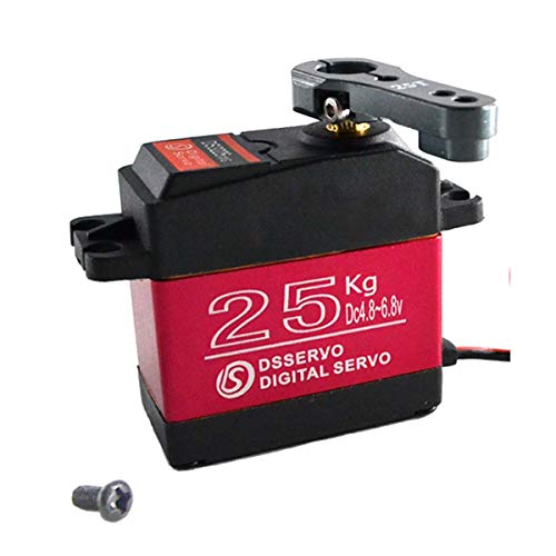 YUNIQUE GREEN-CLEAN-POWER - DS3225 25KG Hochleistungs-Servomotor | Vollmetall für Robustheit | Ideal für Robotik und RC-Modellbau, Rot Schwarz, Kunststoff von YUNIQUE GREEN-CLEAN-POWER