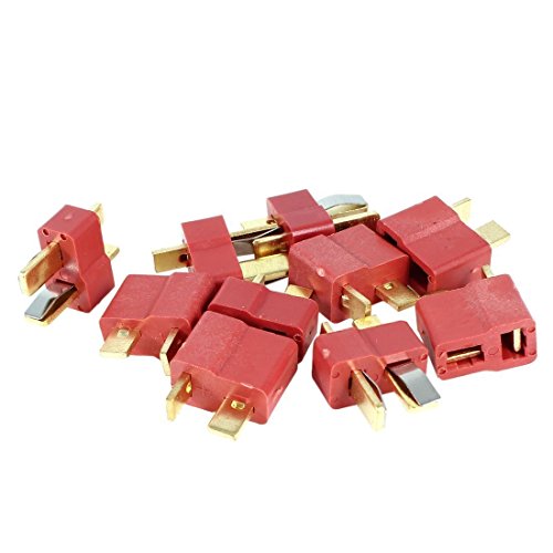 YUNIQUE GREEN-CLEAN-POWER - T-Plug Stecker 5 Paar M/F | Adapter 2-Pin Gold, Kompatibel mit Lipo Batterie 300mAh, WLToys 144001 | Batteriefach, Sicherungshalter, Rot, Kunststoff von YUNIQUE GREEN-CLEAN-POWER