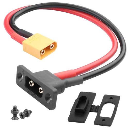 YUNIQUE GREEN-CLEAN-POWER XT90E-M Stecker auf XT90 Stecker, 30 cm, 10 AWG, vergoldet, mit Bulkhead-Montage, Staubschutzkappe – RC Adapter für Lipo Batterien, Drohnen, Autos und Helikopter YUNIQUE GREEN-CLEAN-POWER XT90E-M Stecker auf XT90 Stecker, 30 cm, 10 AWG, vergoldet, mit Bulkhead-Montage, Staubschutzkappe – RC Adapter für Lipo Batterien, Drohnen, Autos und Helikopter von YUNIQUE GREEN-CLEAN-POWER