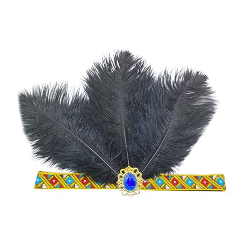 YUNNESS Gefederte Flapper-Stirnbänder, Karneval, Abschlussball, Tänzerin, Kopfschmuck für Party, Karneval, Feiern, Kopfbedeckung, Haarstyling von YUNNESS