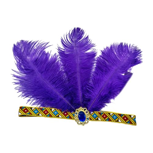 YUNNESS Gefederte Flapper-Stirnbänder, Karneval, Abschlussball, Tänzerin, Kopfschmuck für Party, Karneval, Feiern, Kopfbedeckung, Haarstyling von YUNNESS