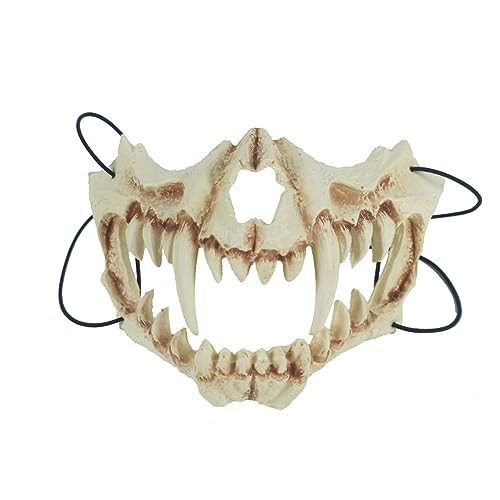 YUNNUO Cosplay-Maske, Halloween-Maske, halbe Gesichtsmaske, Tierschädelmaske, Tigermaske, Wolfsmaske (Tigermaske) von YUNNUO