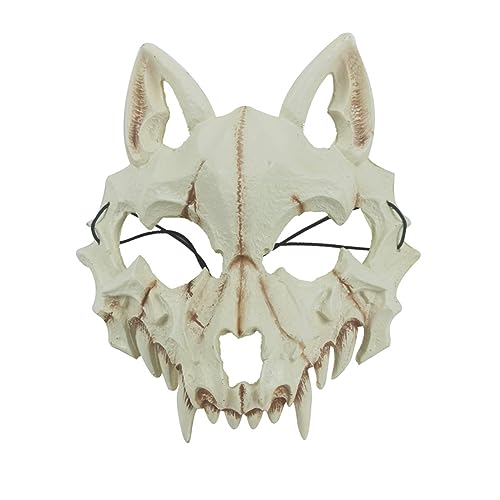 YUNNUO Cosplay-Maske, Halloween-Maske, halbe Gesichtsmaske, Tierschädelmaske, Tigermaske, Wolfsmaske (Wolfmaske) von YUNNUO