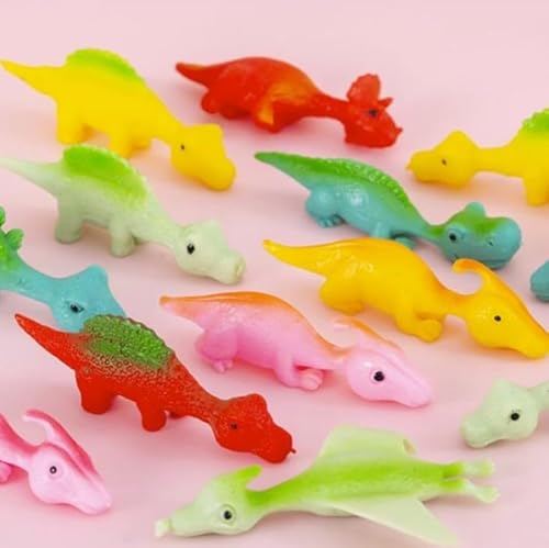 30 Stück Schleuder Dinosaurier, Slingshot Dinosaur Finger Toys, Dino Spielzeug, Schleuder Gummi Finger Spielzeug, Lustige Fliegende Dinosaurier Schleuder Party Spielzeug für Kinder(Zufällige Farbe) von YUPDFGB