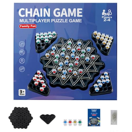 Klassisches Strategie-Steckbrettspiel Triggle Spiel Gummibänder Ketten Dreieck Spiel Chain Triangle Board Game Lehrreiches Ketten-Dreieck-Schachspiel für Jungen Mädchen Erwachsene von YUPDFGB