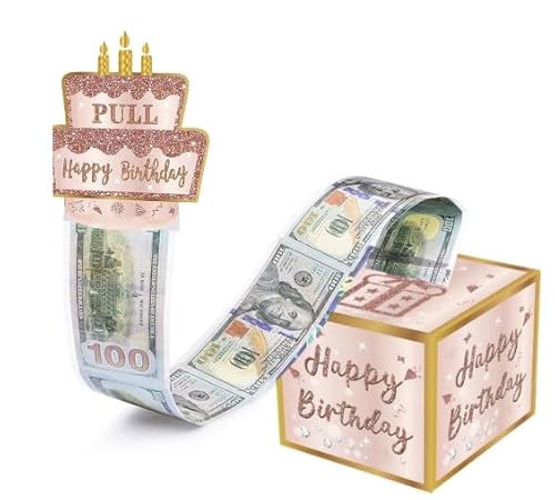 Neuheit Bargeld Überraschung Geschenkbox, Happy Birthday Geld Geschenkbox und Geburtstagsgeschenke für Frauen Mädchen Armband Geburtstag Charm Armband Lustige Pull Surprise Geld Geschenkbox von YUPDFGB