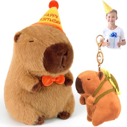 YUPDFGB Capybara Plüschtier Niedliche Capybara Puppe Mit Bowler Hut Superweiches Capybara Plüschtier Exquisiter Capybara Plüsch Schlüsselanhänger Geeignet für Heimdekoration von YUPDFGB