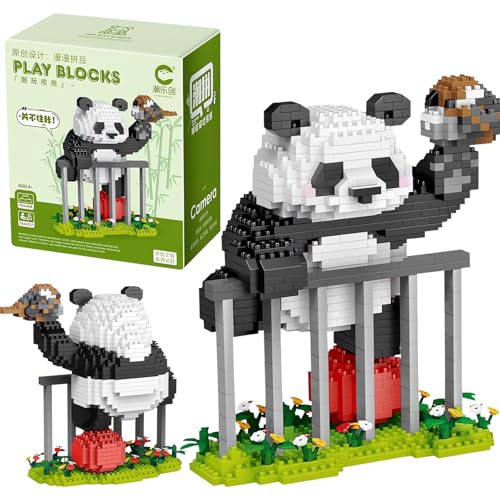 YUPDFGB Mini Panda Bauspielzeug, Panda Bausteine Spielzeug Bricks,1098 Stücke Handstand-Panda Bauspielzeug,Bausteine für Erwachsene Kinder, Sammlermodell für Zuhause oder Büro von YUPDFGB