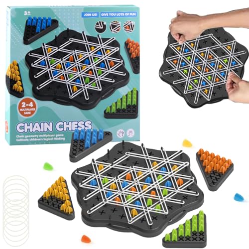 YUPDFGB Triggle Triggle-Gummiband-Spiel Chain Brain Games Triangle Game,Triggle Spiel Triggle Spiel Gummibänder Kettendreieck Schachspiel Ketten Dreieck Spiel Strategie-Steckbrettspi von YUPDFGB