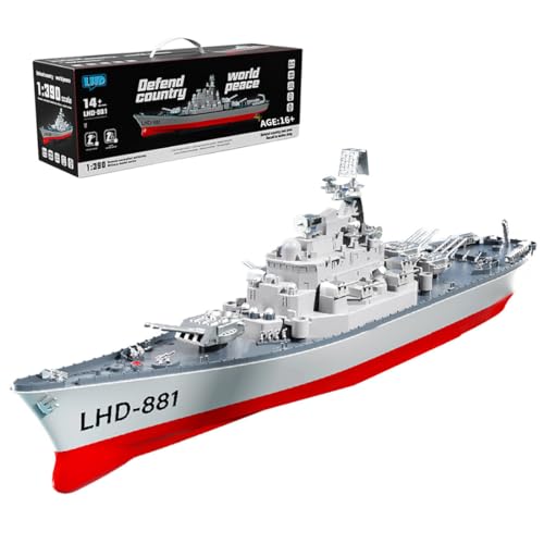 YUTT RC Electric Battleship Model, LHD-881 1/390 2.4G Electric High Frequency Dual Motor Battleship Model with Wireless Remote Control, Perfect for Adults (RTR Uhr Version) von YUTT