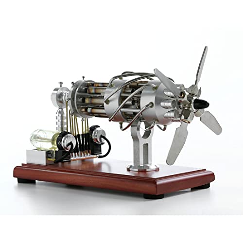 YUTT Stirlingmotor Generator Modell, 16 Zylinder Taumelscheibe Heißluft Stirlingmotor Modell, Lernspielzeug für Erwachsene und Jugendliche - Silber von YUTT