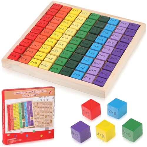 1x1 Lernen Spiel Multiplikationsbrett, Multiplikationstafel Holz, Multiplikationstabelle für kinder, Einmaleins Mathe Lernen für Grundschüler, Multiplikationstabelle Lernspielzeug, Kinderzählspielzeug von YUWJOOWEE