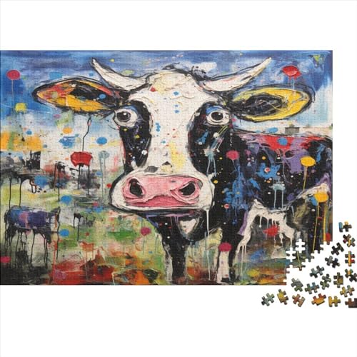 Abstract Art Puzzles Für Erwachsene 1000 Teile Cow Puzzle Für Familienspielzeugspiel Holzpuzzle Family Time Brain Challenge 1000pcs (75x50cm) von YUXINYUE