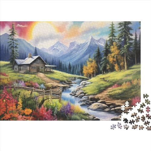 Alpine Serenity Puzzle 300 Teile, Erwachsenenpuzzle Mit Cartoon, Farbenfrohes Puzzle Für Erwachsene Und Kinder Ab 14 Jahren - 300pcs (40x28cm) von YUXINYUE