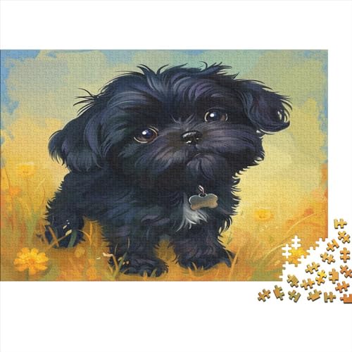 Black Bichon Frise Puzzle 500 Teile Cute Puppy Classic Puzzle DIY Kit Holzspielzeug Unique Gift Home Decor 500pcs (52x38cm) von YUXINYUE