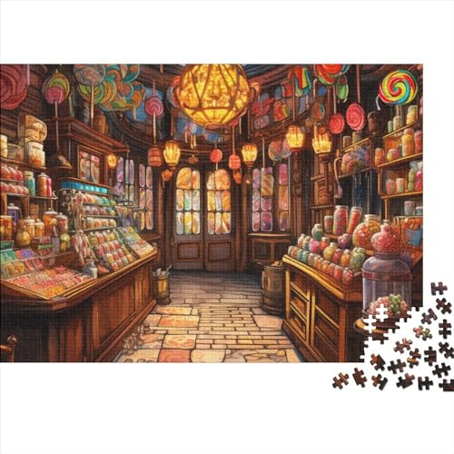 Candy Store Puzzle 300 Teile Cartoon Classic Puzzle DIY Kit Holzspielzeug Unique Gift Home Decor 300pcs (40x28cm) von YUXINYUE