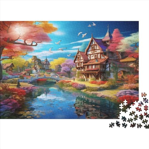 Countryside Landscape Puzzle 300 Teile Cartoon Classic Puzzle DIY Kit Holzspielzeug Unique Gift Home Decor 300pcs (40x28cm) von YUXINYUE